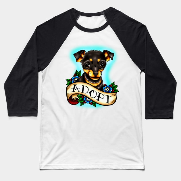 Adopt a Dog Baseball T-Shirt by ReclusiveCrafts